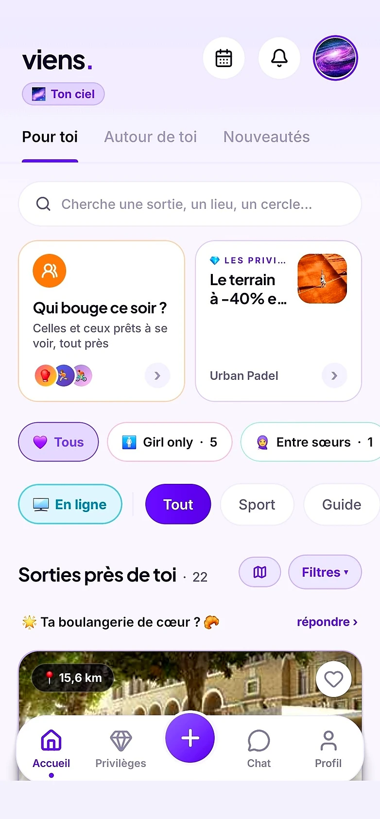 L'accueil de viens. · les sorties près de toi